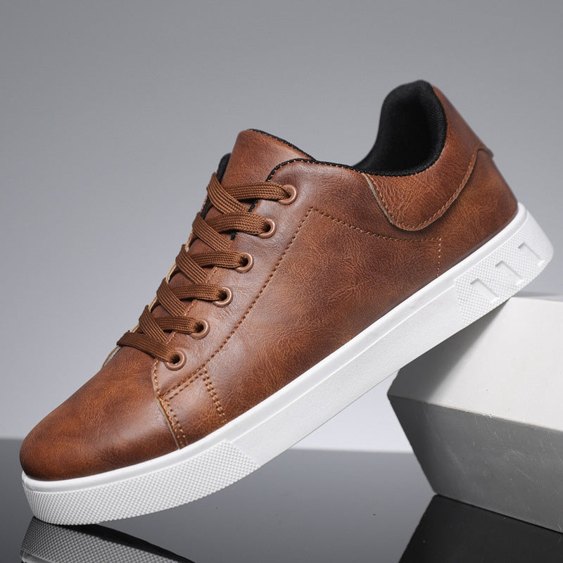 Men’s Low-Top Sneakers with Lace-Up Front and White Sole