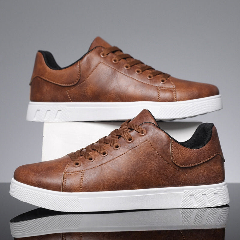 Men’s Low-Top Sneakers with Lace-Up Front and White Sole