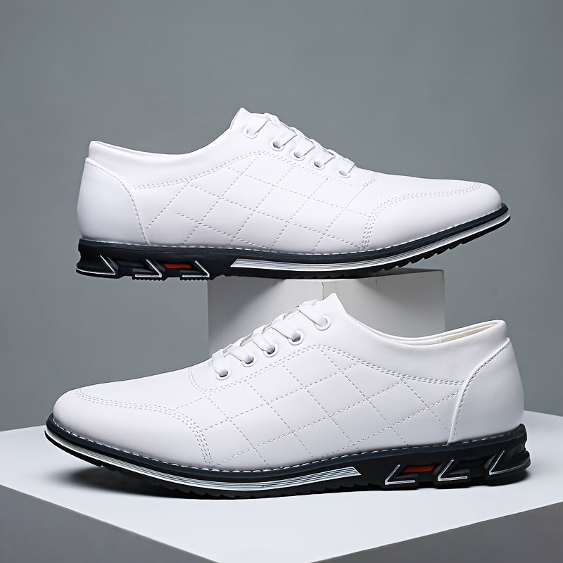 Men's Lace-Up Casual Shoes with Quilted Detailing and Sport Sole